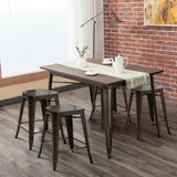 Set of 4 Industrial Metal Counter Stool Dining Chairs with Removable Backrests-Gun