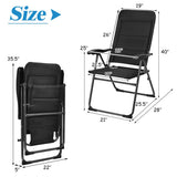 2 Pieces Outdoor Folding Patio Chairs with Adjustable Backrests for Bistro and Backyard-Black