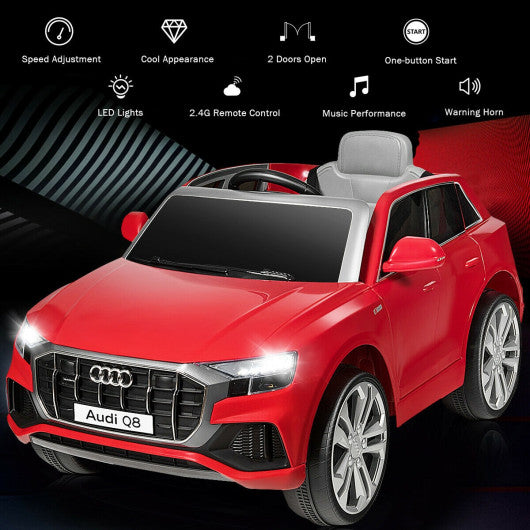 12 V Licensed Audi Q8 Electric Kids Ride On Car with 2.4G Remote Control for Boys and Girls-Red