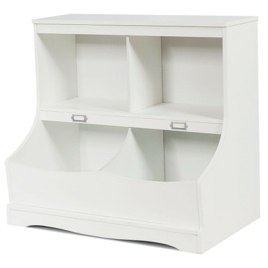 Kids Floor Cabinet Multi-Functional Bookcase -White