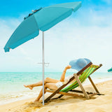 6.5 Feet Beach Umbrella with Sun Shade and Carry Bag without Weight Base-Blue