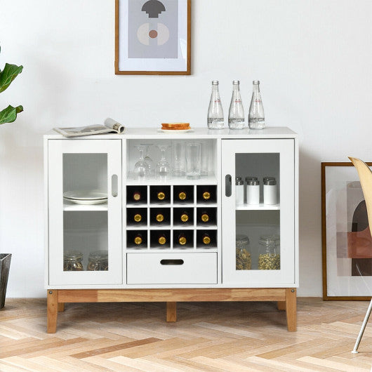 Wood Wine Storage Cabinet Sideboard Console Buffet Server-White