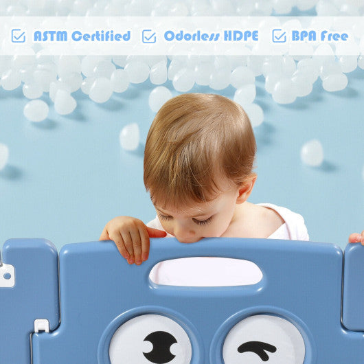 16-Panel Foldable Baby Playpen Kids Activity Centre-Blue