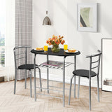 3 pcs Home Kitchen Bistro Pub Dining Table 2 Chairs Set- Silver