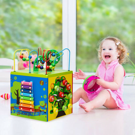 5-in-1 Wooden Activity Cube Toy