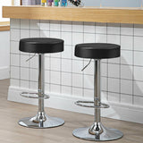 Set of 2 Adjustable Swivel Round Bar Stool  Pub Chairs-Black