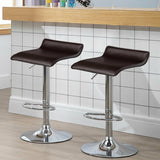 Set of 2 Adjustable PU Leather Backless Bar Stools-Coffee