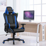 Massage Gaming Chair with Lumbar Support and Headrest-Blue