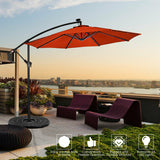 10" Patio Hanging Solar LED Umbrella Sun Shade with Cross Base-Orange