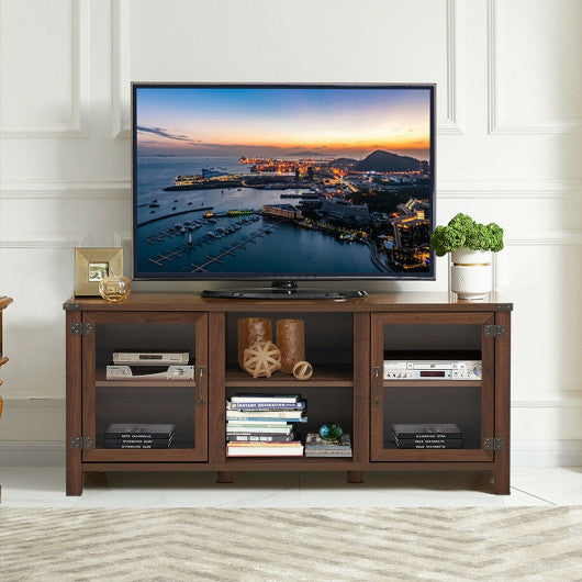 TV Stand Entertainment Center for TVs up to 65 Inch with Storage Cabinets-Walnut