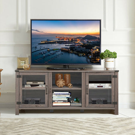 TV Stand Entertainment Center for TVs up to 65 Inch with Storage Cabinets-Gray