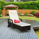 Outdoor Recliner Cushioned Chaise Lounge with Adjustable Backrest