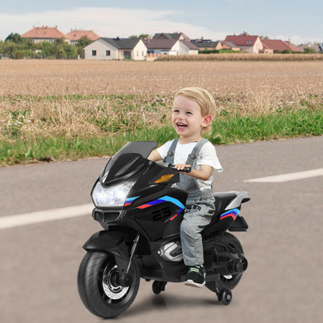 12V Kids Ride On Motorcycle Electric Motor Bike-Black