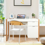 Modern Computer Desk Study Table Writing Workstation with Cabinet and Drawer-White