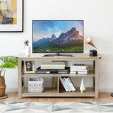 3 Tier Wood TV Stand for 55-Inch with Open Shelves and X-Shaped Frame-Gray