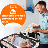 4-in-1 Convertible Portable Baby Playard with Changing Station-Blue