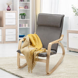 Stable Wooden Frame Leisure Rocking Chair with Removable Upholstered Cushion-Gray