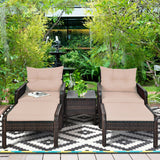 5 Pcs Patio Rattan Wicker Sofa Furniture Set