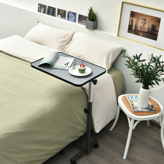 Gray Overbed Rolling Table Food Tray