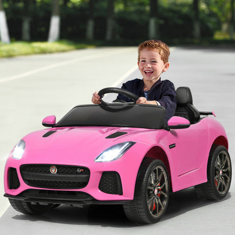 12V Jaguar F-Type SVR Licensed Kids Ride On Car-Pink