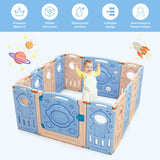 14-Panel Foldable Playpen Kids Activity Center with Lockable Door
