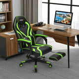 Computer Massage Gaming Recliner Chair with Footrest-Green