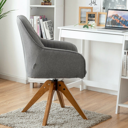 Fabric Swivel Accent Chair with Beech Wood Legs