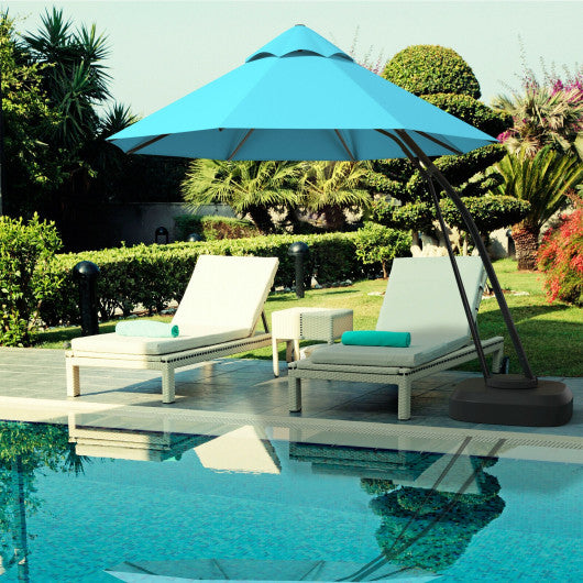 11 Feet Outdoor Cantilever Hanging Umbrella with Base and Wheels-Turquoise