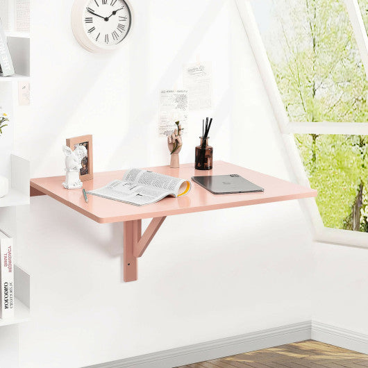 31.5 x 23.5 Inch Wall Mounted Folding Table for Small Spaces-Pink