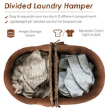 Handwoven Laundry Hamper Basket with 2 Removable Liner Bags-Brown