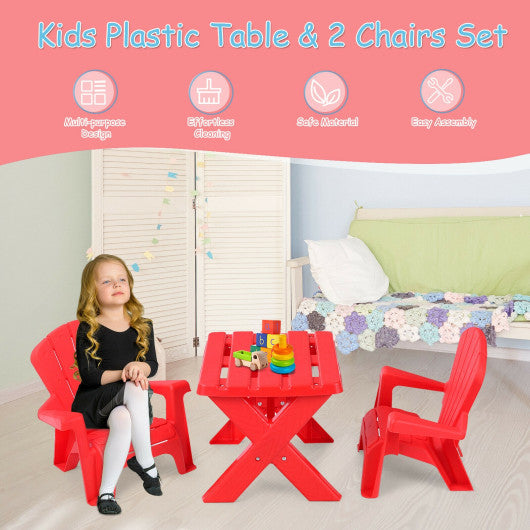 3-Piece Plastic Children Play Table Chair Set-Red