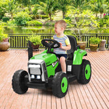 12V Ride on Tractor with 3-Gear-Shift Ground Loader for Kids 3+ Years Old-Green