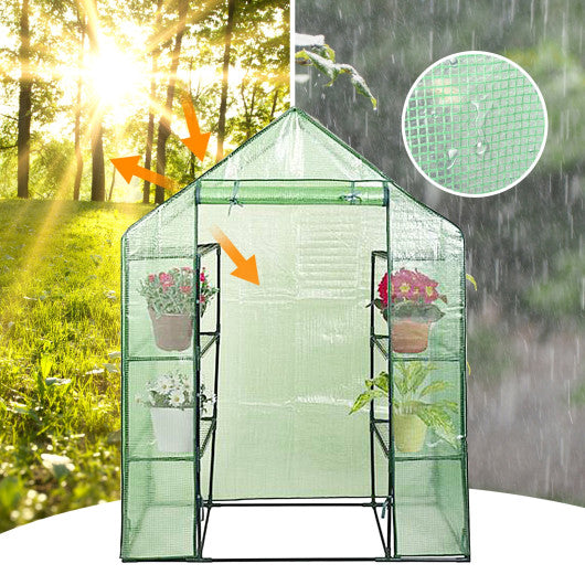 Portable 4 Tier Walk-in Plant Greenhouse with 8 Shelves