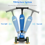 2-in-1 Kids Kick Scooter with Flash Wheels for Girls and Boys from 1.5 to 6 Years Old-Blue