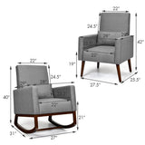 2-in-1 Fabric Upholstered Rocking Chair with Pillow-Gray