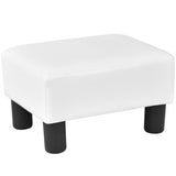 Small PU Leather Rectangular Seat Ottoman Footstool-White