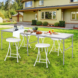 Set of 4 18 Inch Collapsible Round Stools with Handle-White