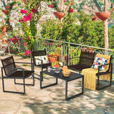 4 Pieces Patio Furniture Conversation Set with Sofa Loveseat