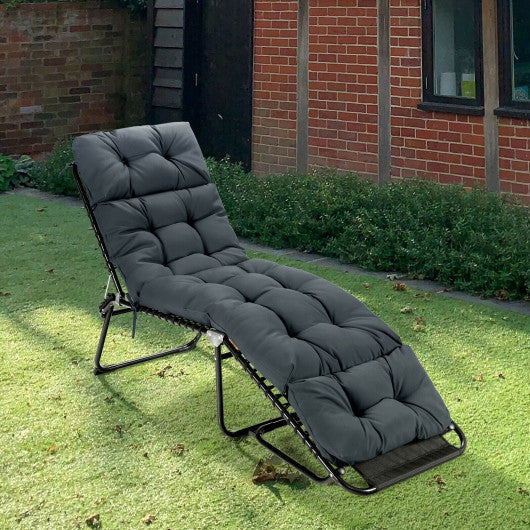 Outdoor Lounge Chaise Cushion with String Ties for Garden Poolside-Gray