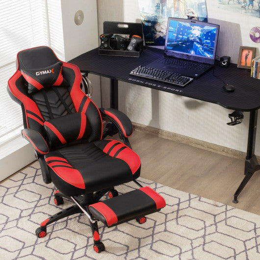 Adjustable Gaming Chair with Footrest for Home Office-Red