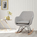 Upholstered Rocking Arm Chair with Solid Steel Wood Leg-Gray