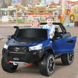 2*12V Licensed Toyota Hilux Ride On Truck Car 2-Seater 4WD with Remote Painted Blue