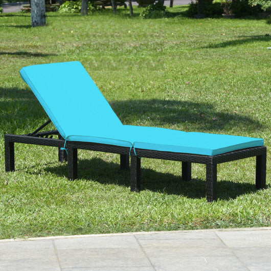 Patio Rattan Cushioned Height Adjustable Lounge Chair-Blue