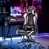 Gaming Chair Adjustable Swivel Racing Style Computer Office Chair-White