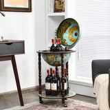 17 Inch Globe Wine Bar Stand 16th Century Italian Map Liquor Bottle Shelf Cart