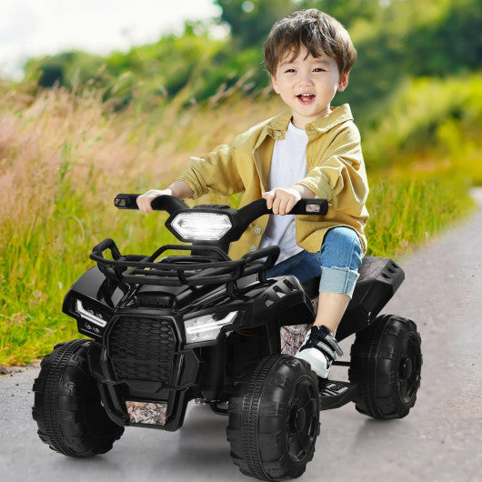 6V Kids ATV Quad Electric Ride On Car with LED Light and MP3-Black