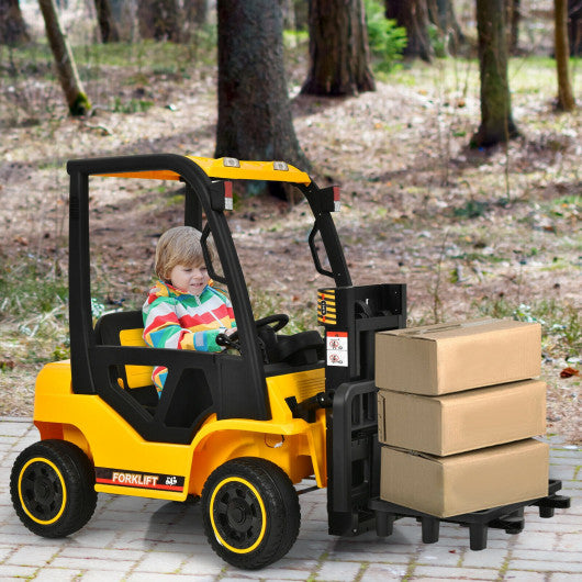 12V Kids Ride On Forklift with Remote Control and Back Trunk-Yellow