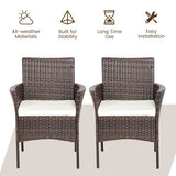 2 Pieces Outdoor PE Rattan Armchairs with Removable Cushions