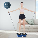 Mini Vibration Fitness Plate Machine with Remote Control and Loop Bands-Blue