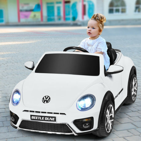 12V Licensed Volkswagen Beetle Kids Ride On Car with Remote Control-White